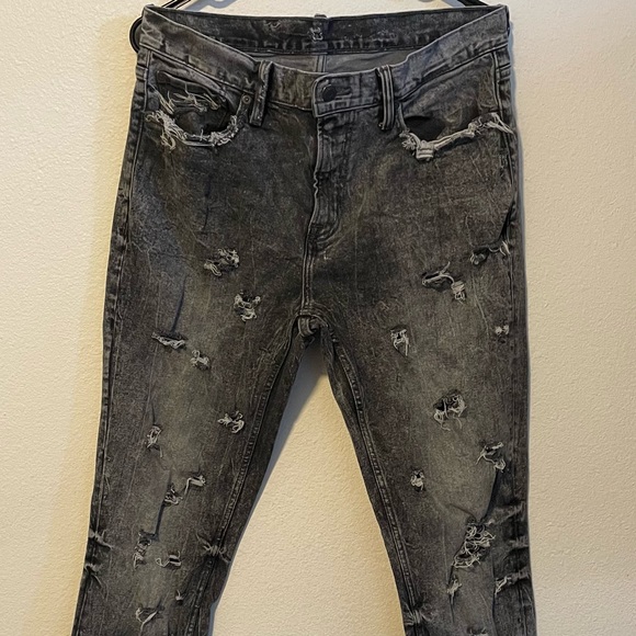 Distressed Black Washed Denim Jeans - Picture 2 of 7